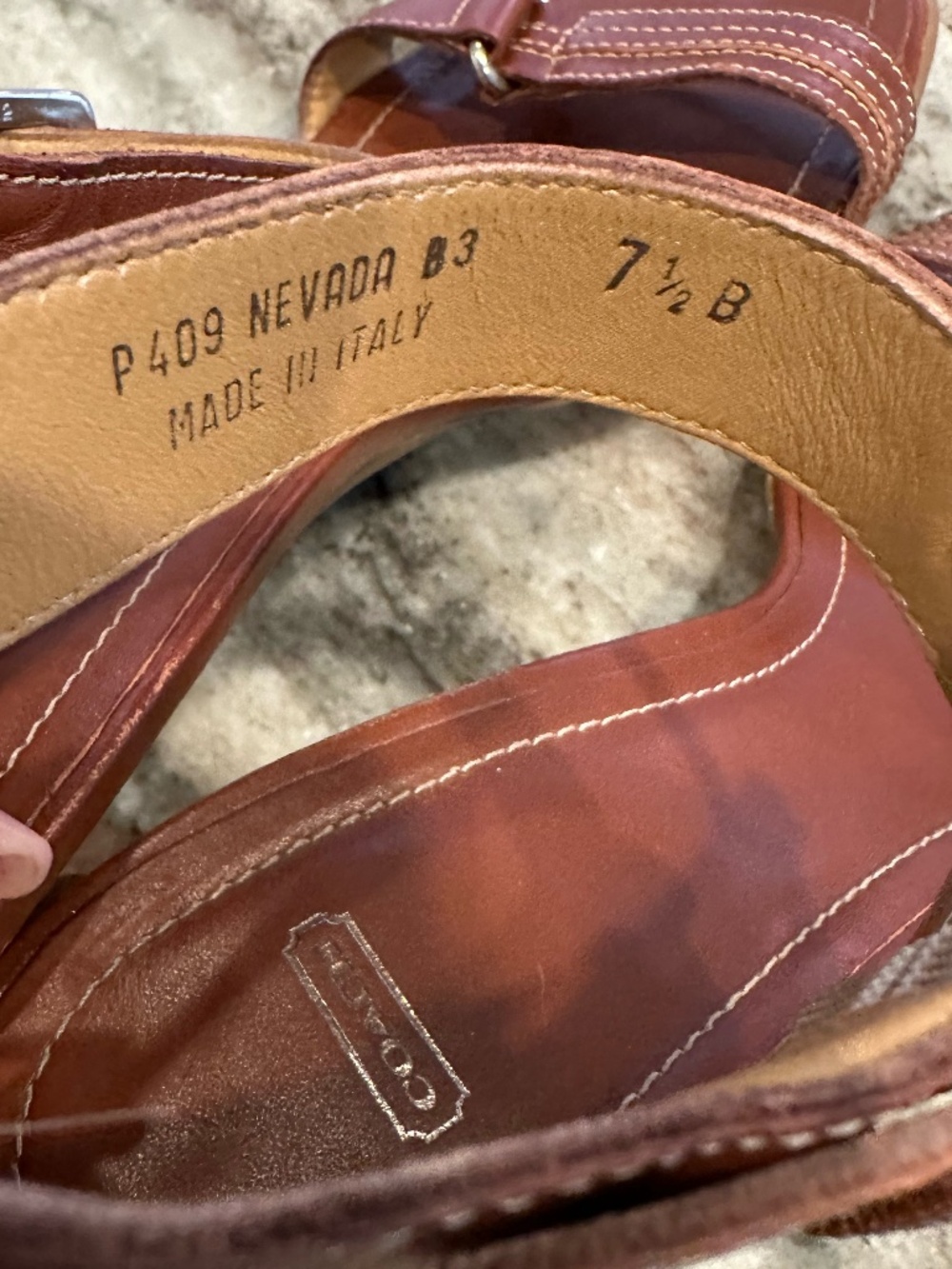 Coach Nevada P409 Vintage Y2K Leather Heels Brown Ankle Strap Block Sandals 7.5 - Picture 7 of 10